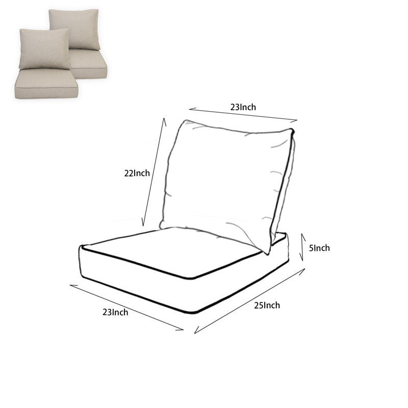 Deep Seat Chair Cushion Set - Putty, Putty