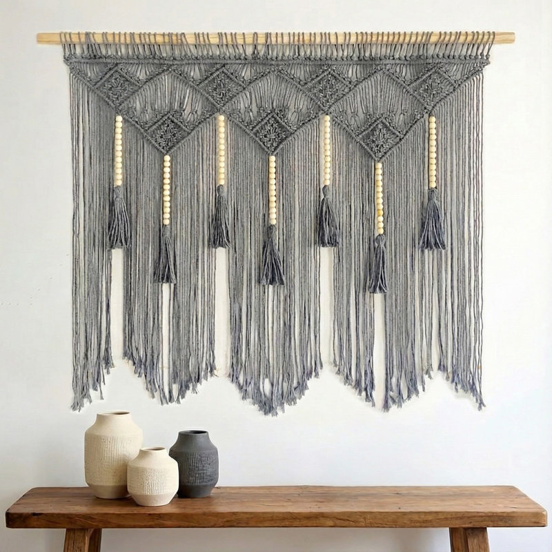 Bohemian 39''x31'' Woven Macrame Wall Hanging