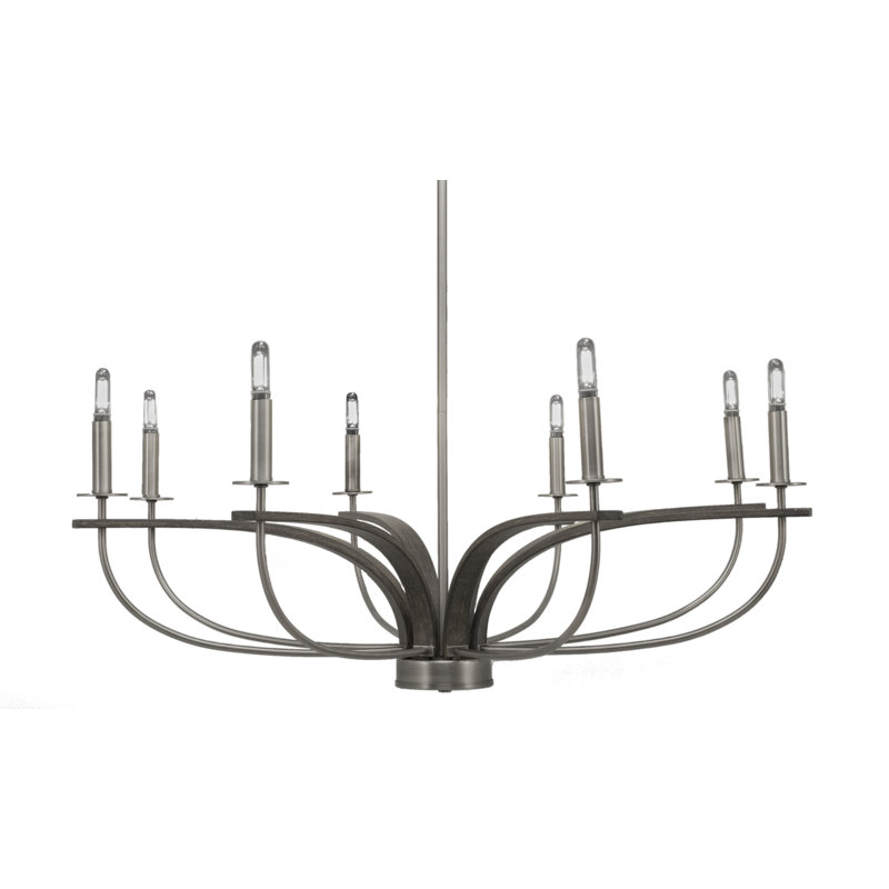 Lustre 8 lumières Musawwir, Graphite / métal peint aspect bois patiné