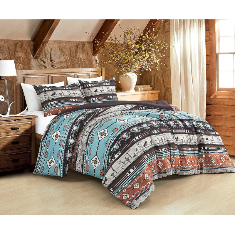 Sawyer Southwestern Cowboys Rodeo Comforter Set, Full Comforter + 2 Standard Shams