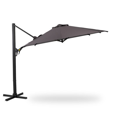 11 Ft Offset Cantilever Patio Umbrella - Grey, 360 Rotation & Tilt Adjustment, 250G Fabric With Pu Coating, Rust- Outdoor Shelter Shade Movement, Protection, Rust-, Backyard Fun Zone Cover