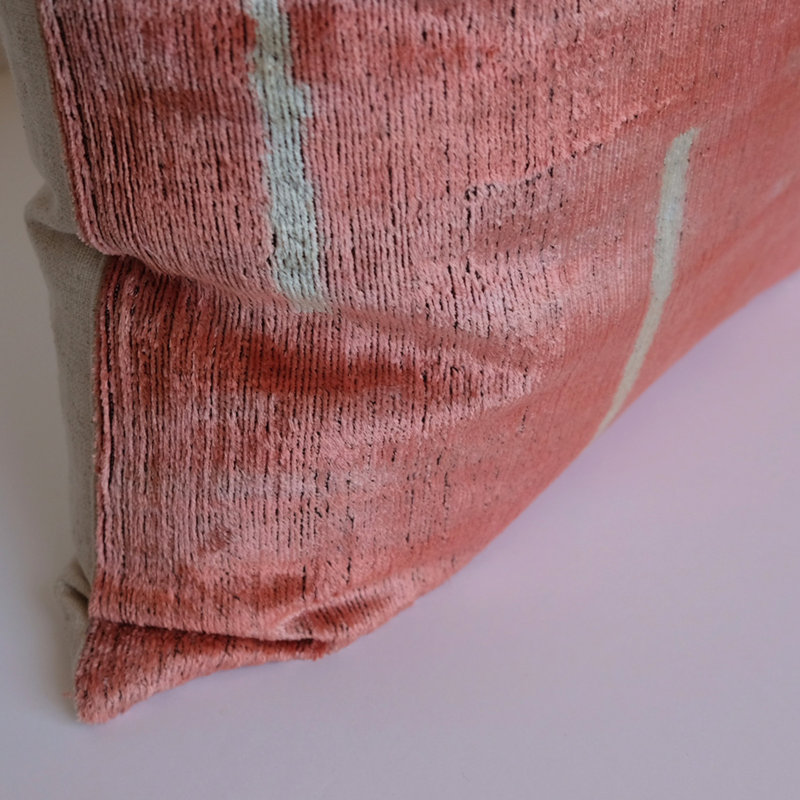 Kara Feather Throw Pillow, Pink Ikat 1, 20" x 20"