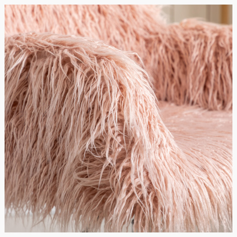 Chaise de travail en fausse fourrure Ratchel, Rose