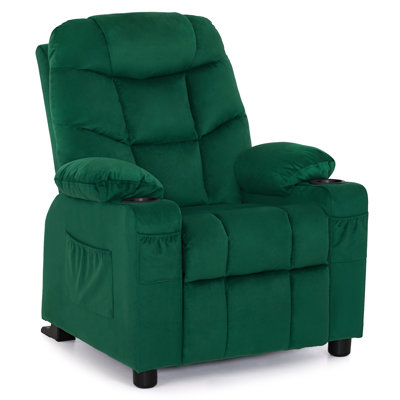 Goggin Kids Recliner with Anti-Tilt, Two Cup Holder, Fabric Upholstered