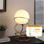 Lampe de table, globe en verre blanc, base 4 anneaux en spirale 14 po