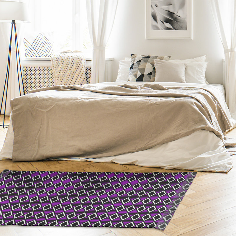 Tapis mauve/noir à carreaux géométriques classic Mcguigan, Non