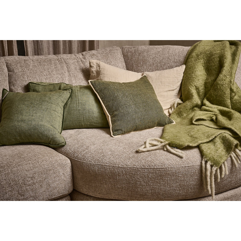 Alpha Green Borders Linen Cushion