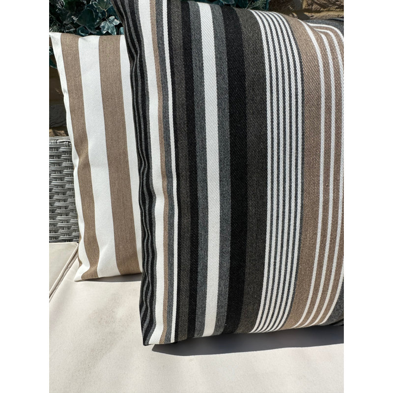 Square Cushion Cover, Beige/Gray Striped