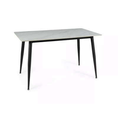 Hollington Square Faux Marble Top Dining Table with Stainless Steel Base