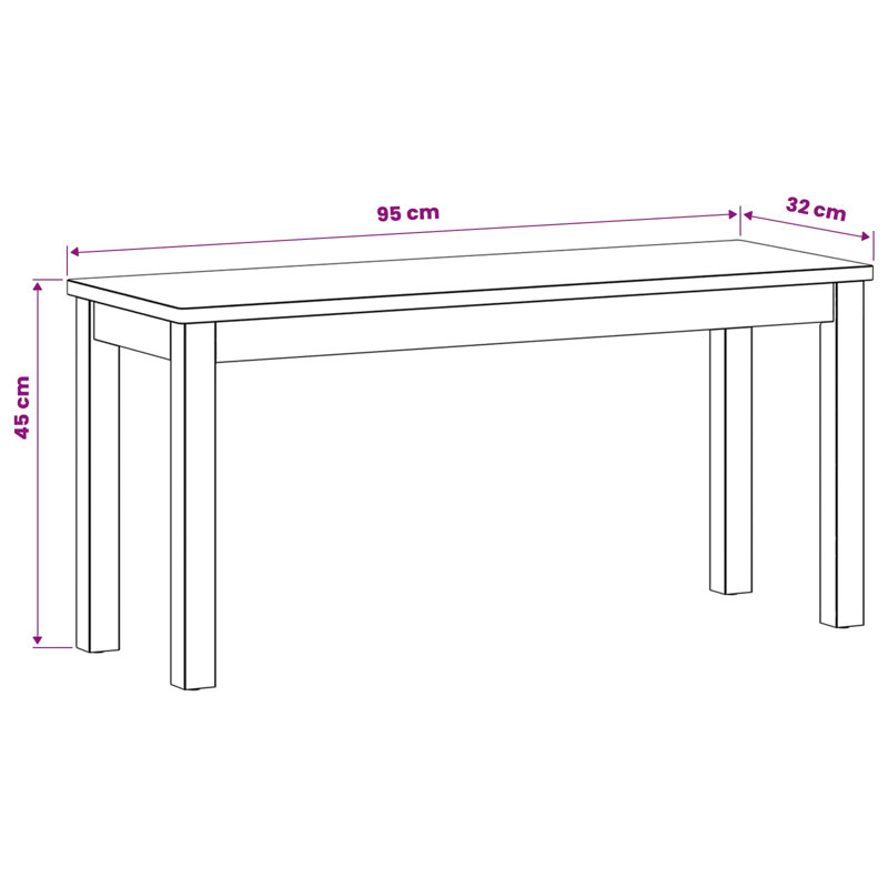 Solid Wood Bench, Natural