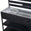 Banc de rempotage extérieur roulant avec rangement, chariot de cuisine avec plateau en acier inoxydable et évier-1150911007