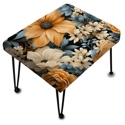 Motif de fleurs de ferme jaune et bleu - repose-pieds rectangulaire floral