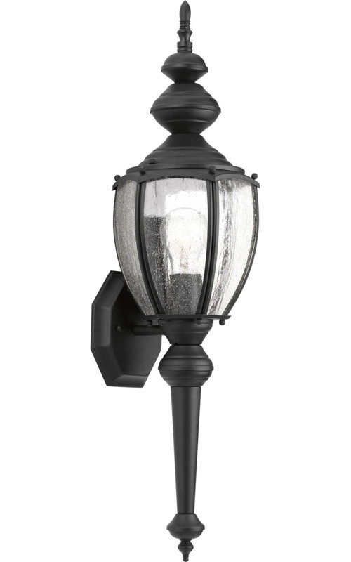 Lanterne murale d'extérieur en verre sablé 19,25 po Rawson, Noir