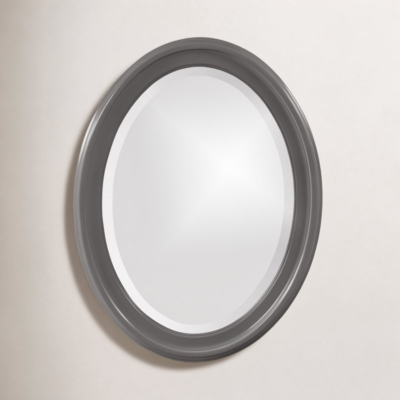 Borna Solid Wood Oval Mirror, Charcoal