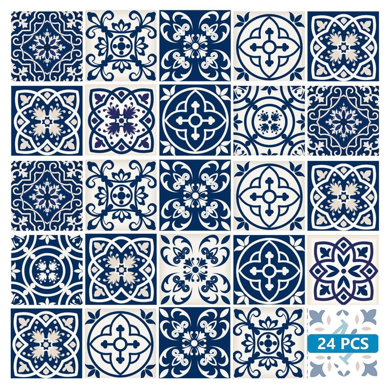 Carreaux amovibles adhésifs 12 po x 12 po bleu minuit et blanc