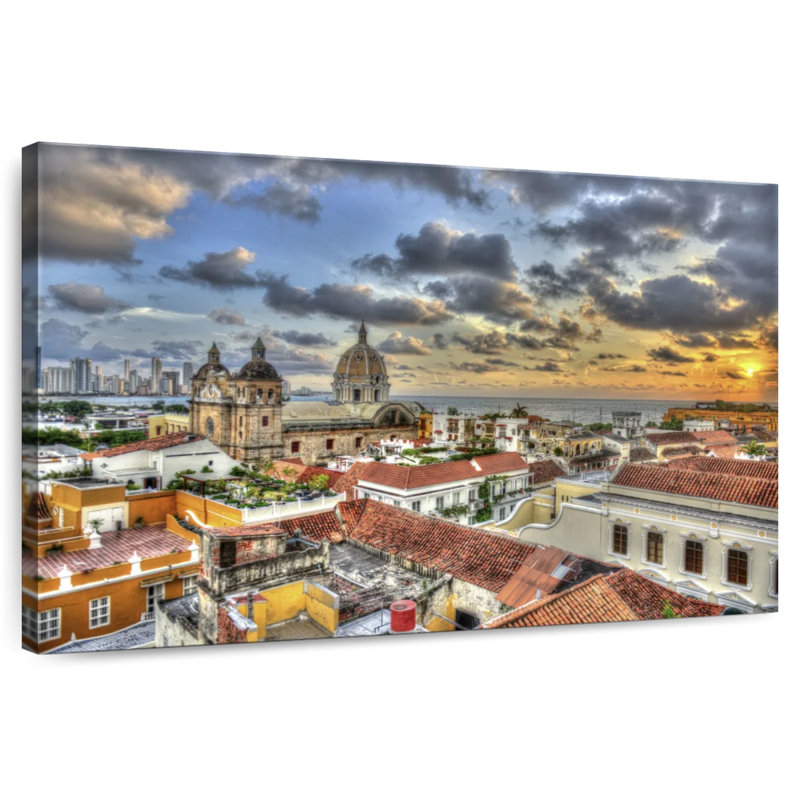 Sirci Cartagena au coucher du soleil, H 32 po x l 48 po