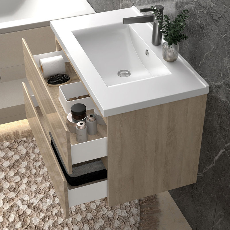 790mm Single Bathroom Vanity with Integrated Ceramic Basin