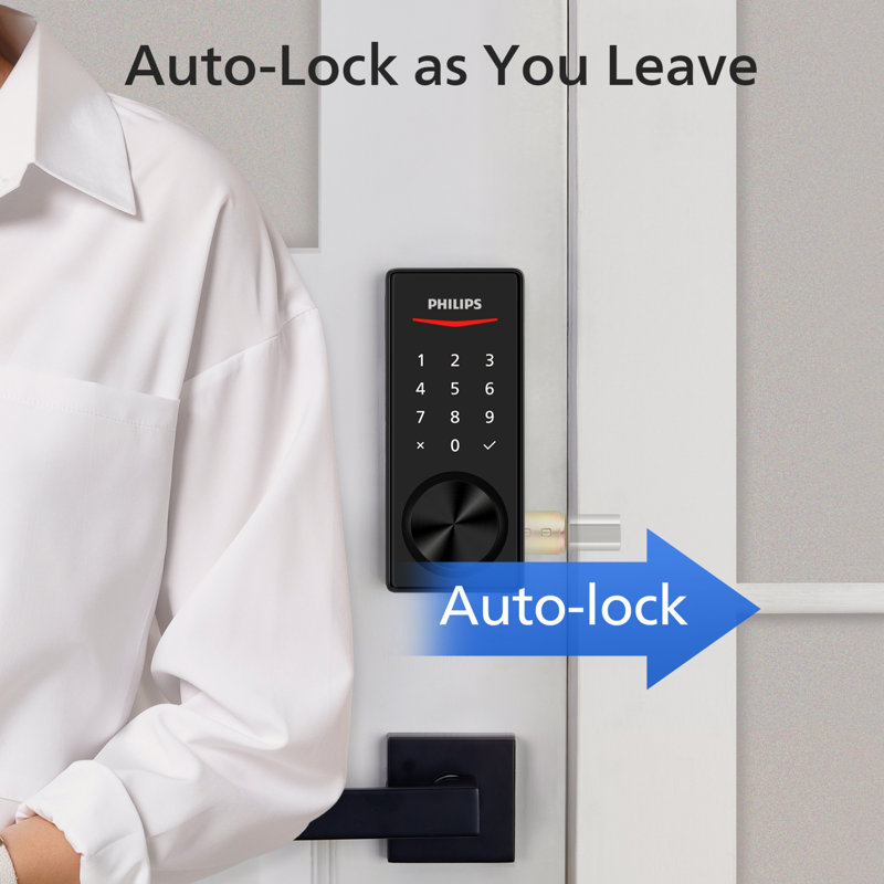 Philips Bluetooth Smart Door Lock Deadbolt with Fingerprint and Touchscreen, Matte Black