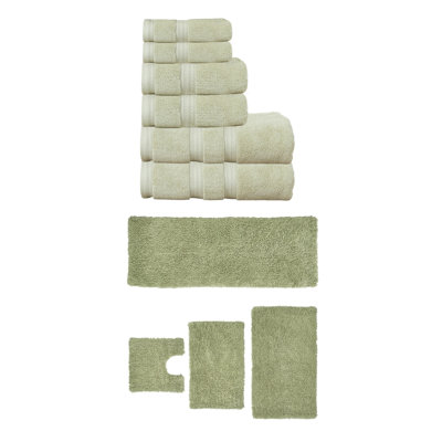 Bruno Collection 100% Soft Cotton 6 Pc Towel Set & 4 Pc Bath Rug Set, (Set of 10)