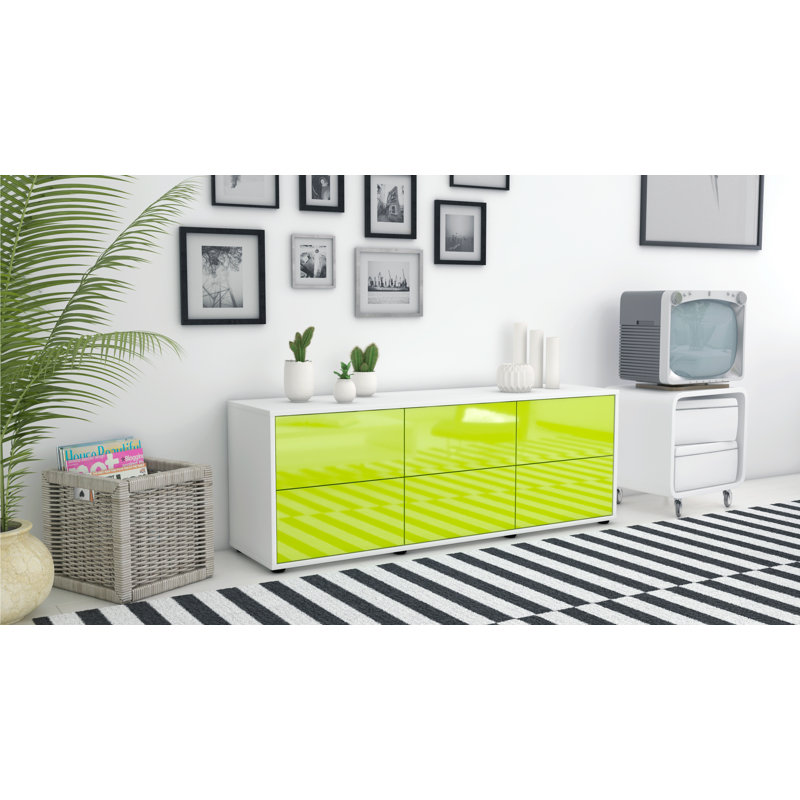 Wunderlich TV Stand, High-gloss Green / Matte White