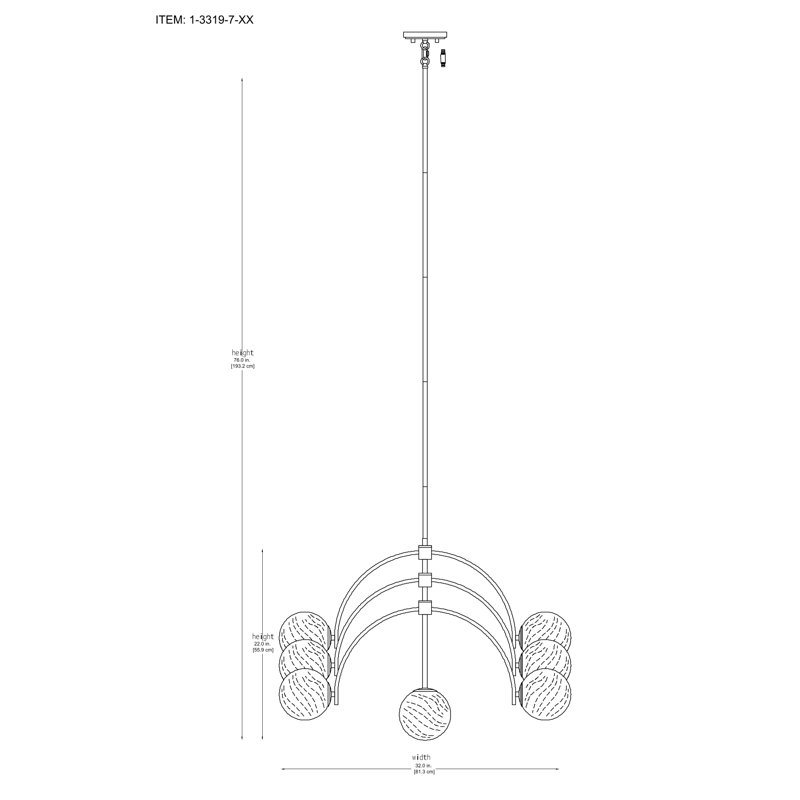 Marias 7-Light Chandelier in Polished Nickel, Polished Nickel