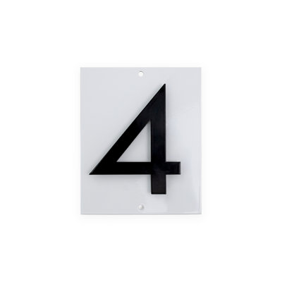 Steel Vertical Magnetic Modern Address Plaque (4" Numbers - 1 Character) - Taupe/White
