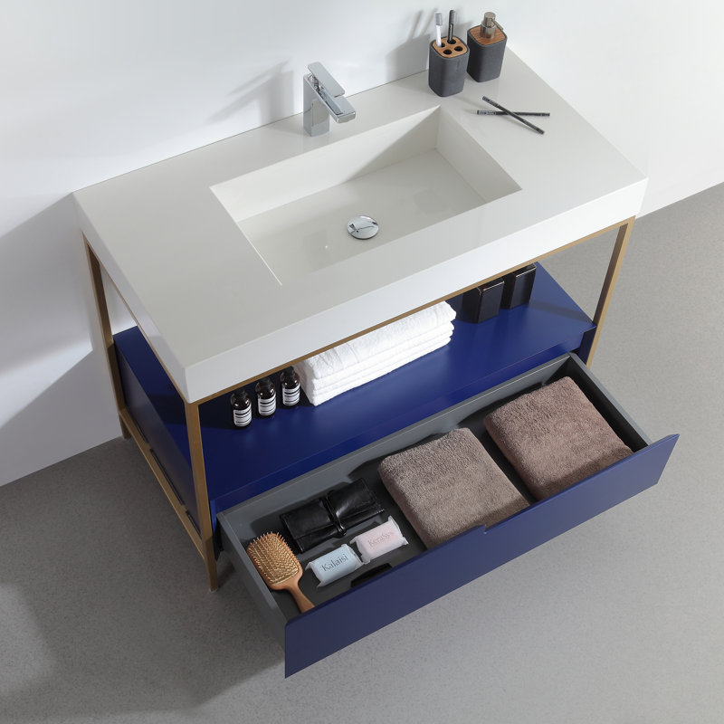 Texel 42" W Single  Vanity, Navy Blue, White, White