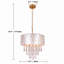 Lustre cylindrique 17 pouces avec éclairage à pédale en cristal Capiz pour le salon