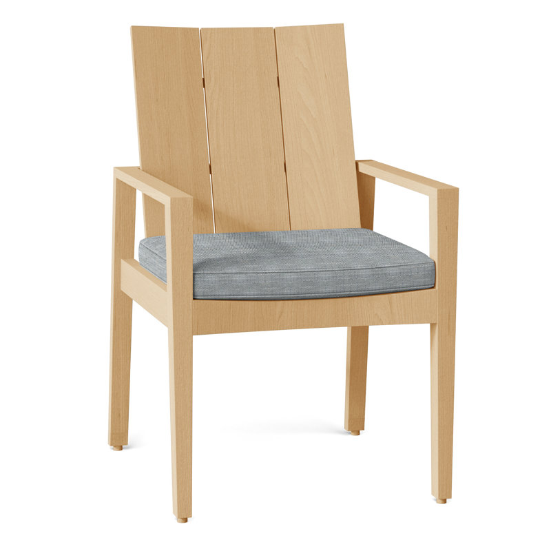 Chaise avec accoudoirs en teck Ashland - teck naturel, Welt, InsideOut® Rollo ‑ lin argent, Teck naturel