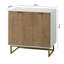 Armoire de rangement à 2 portes avec accents dorés