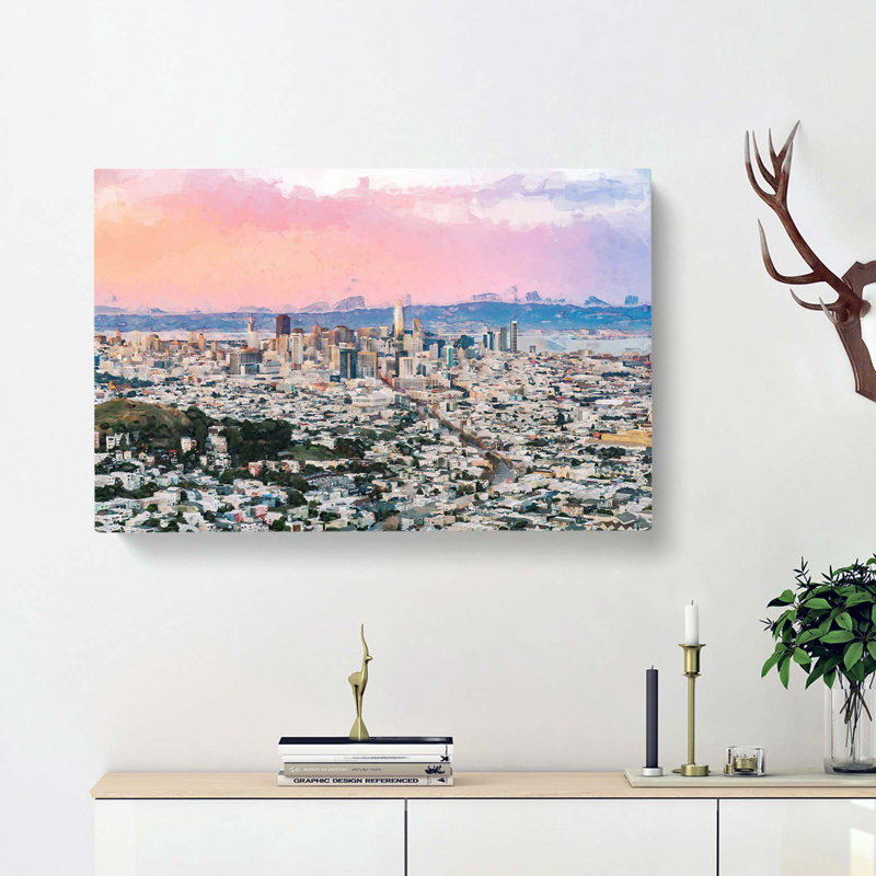 Evening Colours of San Francisco in Abstract - Wrapped Canvas, 35cm H x 50cm W x 3cm D