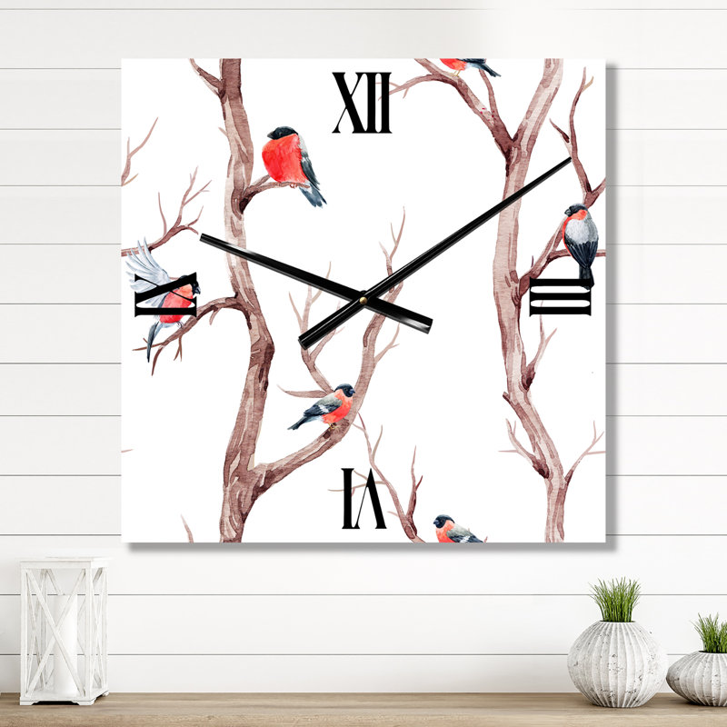 Petits oiseaux sur les branches de l'arbre III - Horloge murale traditionnelle, Petit