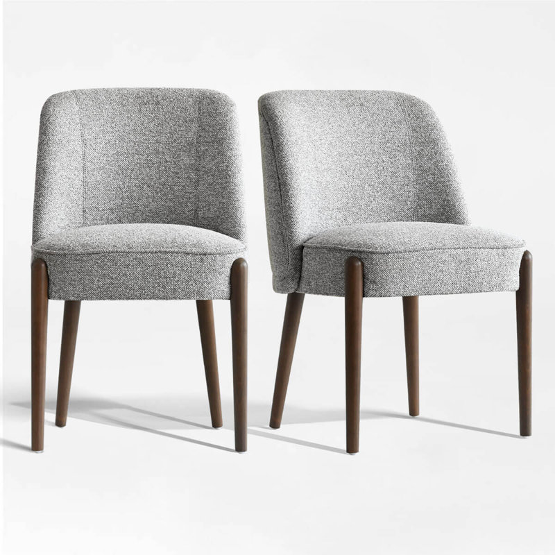 Chaise rembourrée à dossier en bois massif, Gris