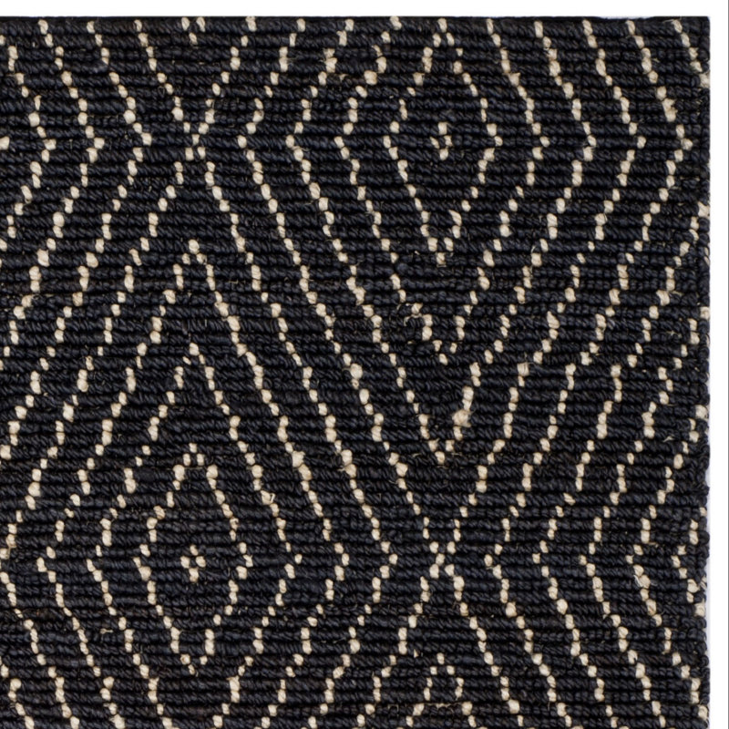 Bohemian Hand-Woven Black Area Rug, Rectangle 3' x 5'