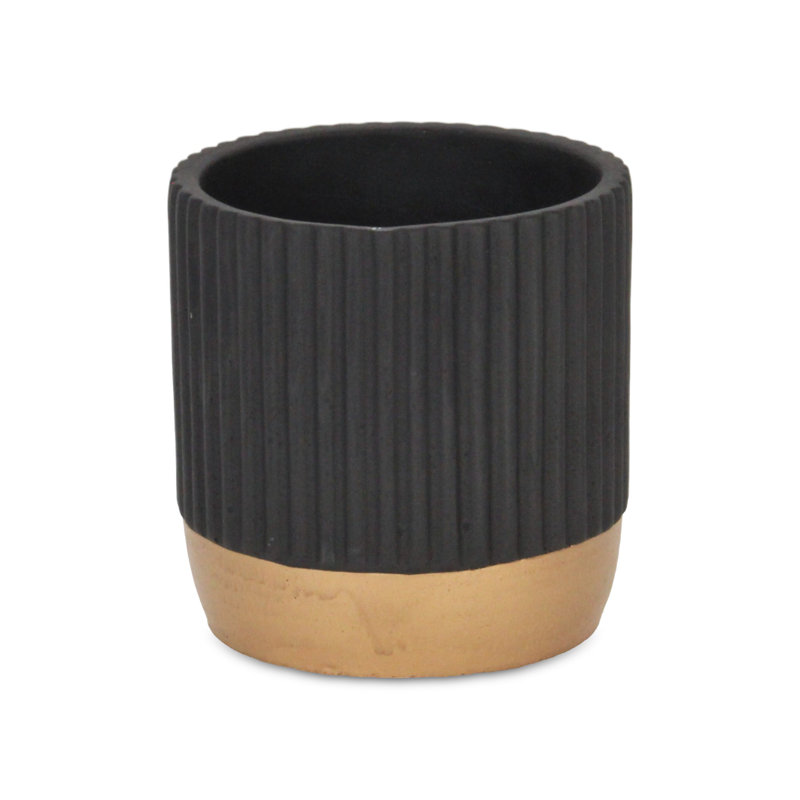 Savel Handmade Ceramic Pot Planter, Black, 5.5" x 5.25" x 5.25"