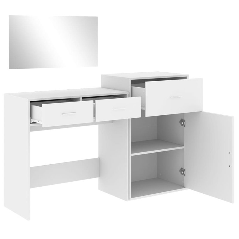 Dressing Table with Mirror, White