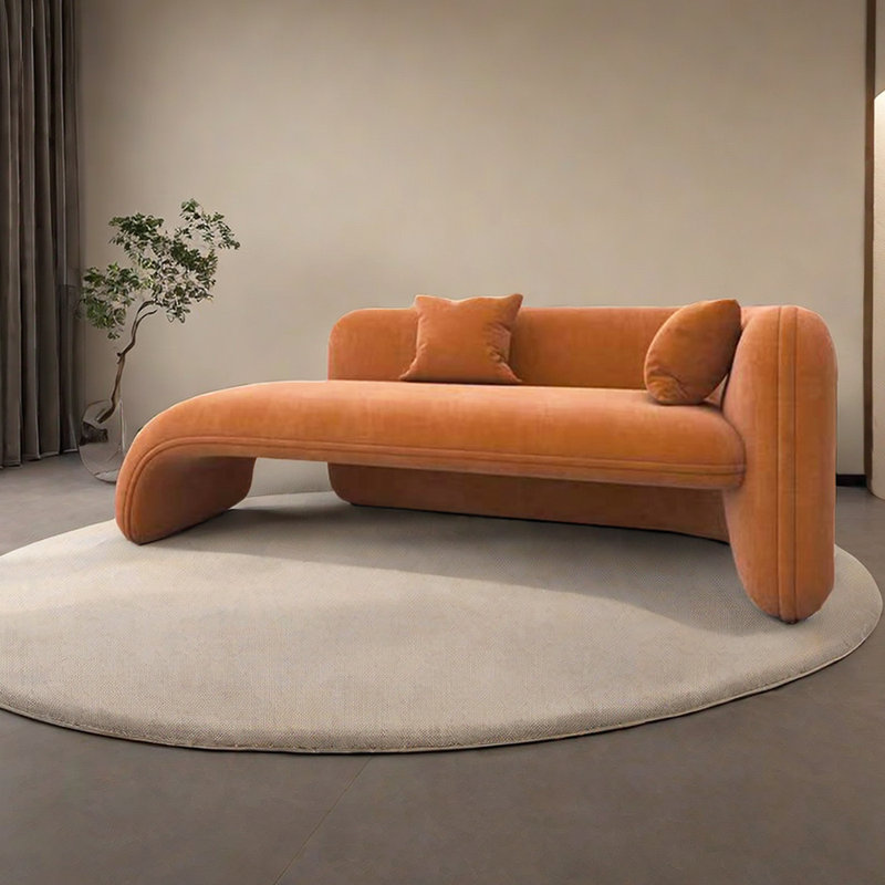 Chaise longue rembourrée Svetlin, Orange, Accoudoir à droite (vu de face)