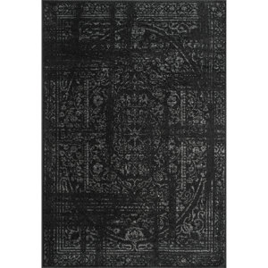 Adetoun Medallion Runner Rug 2’,6”×6 foot for Living Room Bedroom Dining Room Entryway Hallway Kitchen, Black/Grey