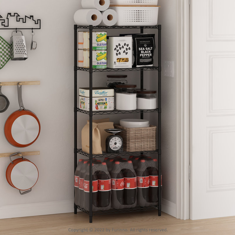 Canika Stainless Steel Storage Rack, Black, 152.4cm H x 60.96cm W x 35.56cm D