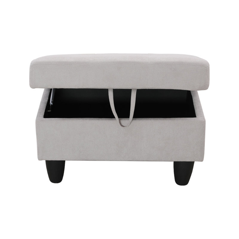 Orella Marlinda 28.5" Wide Upholstered Rectangle Tufted Flip Top Storage Ottoman, Gray Flannel