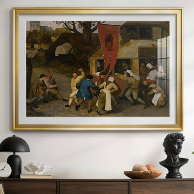 La danse paysanne (détail: fond de taverne) - Pierre Bruegel l'Ancien - reproduction encadrée avec passe-partout et verre - c. 1569