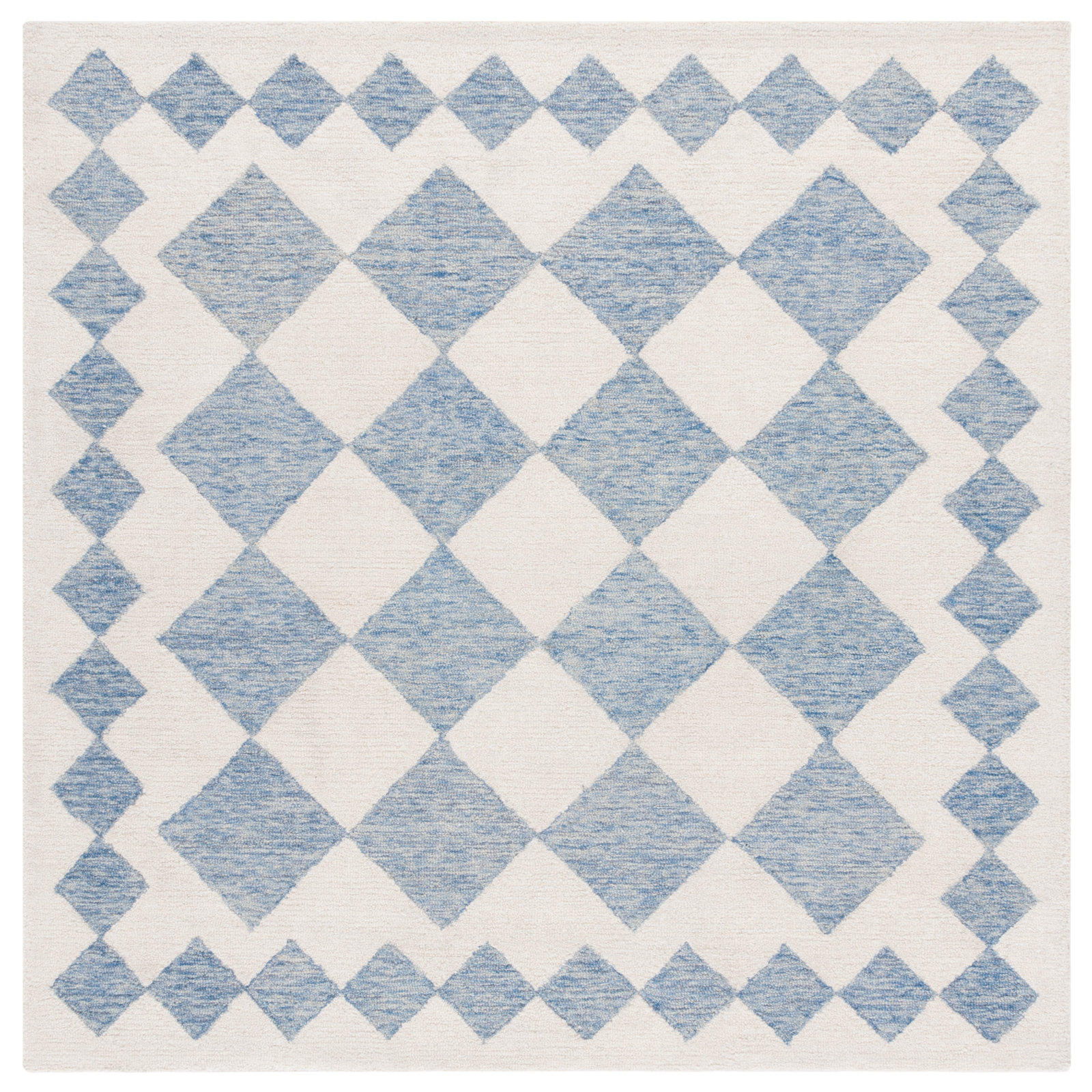 Claude Handmade Blue / Ivory Rug, Square 6'