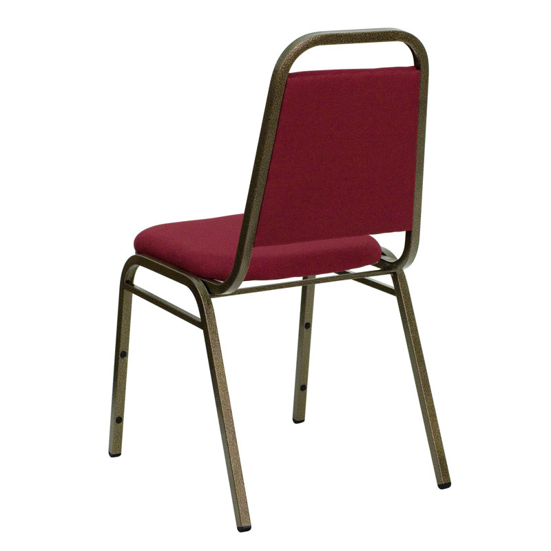 Burgundy Fabric and Gold Steel Stacking Banquet Chair