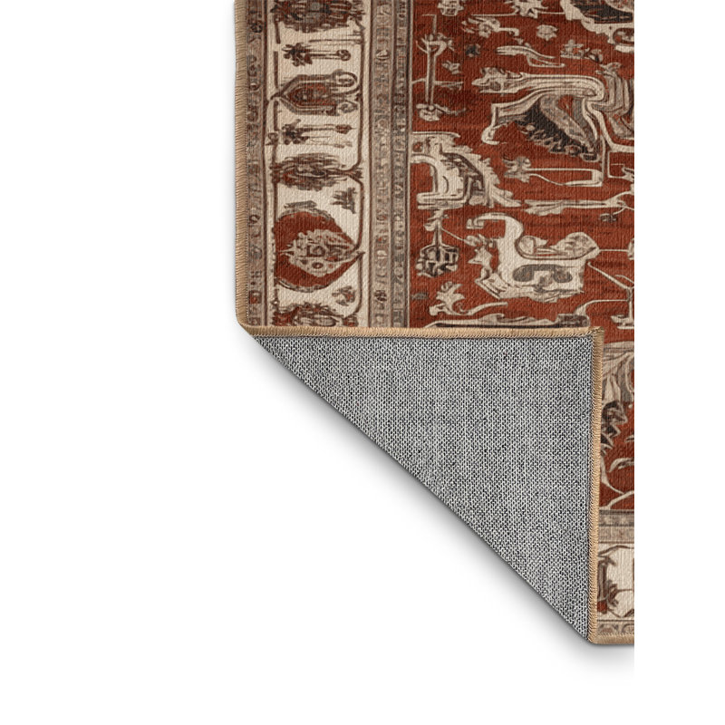 Tapis brun lavable à la machine, Rond 3 pi