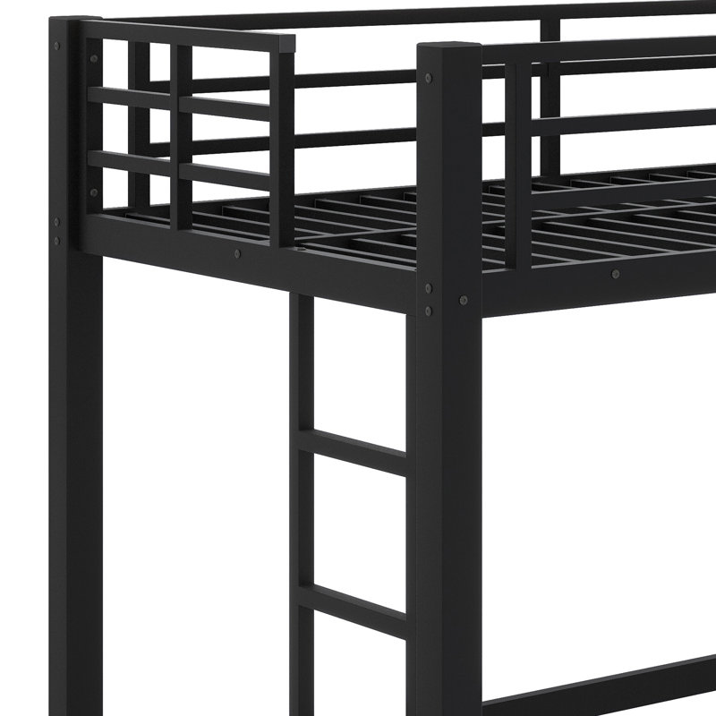 Elevated Loft Bed Featuring Simple-Climb Ladder And Protective Railings, Twin