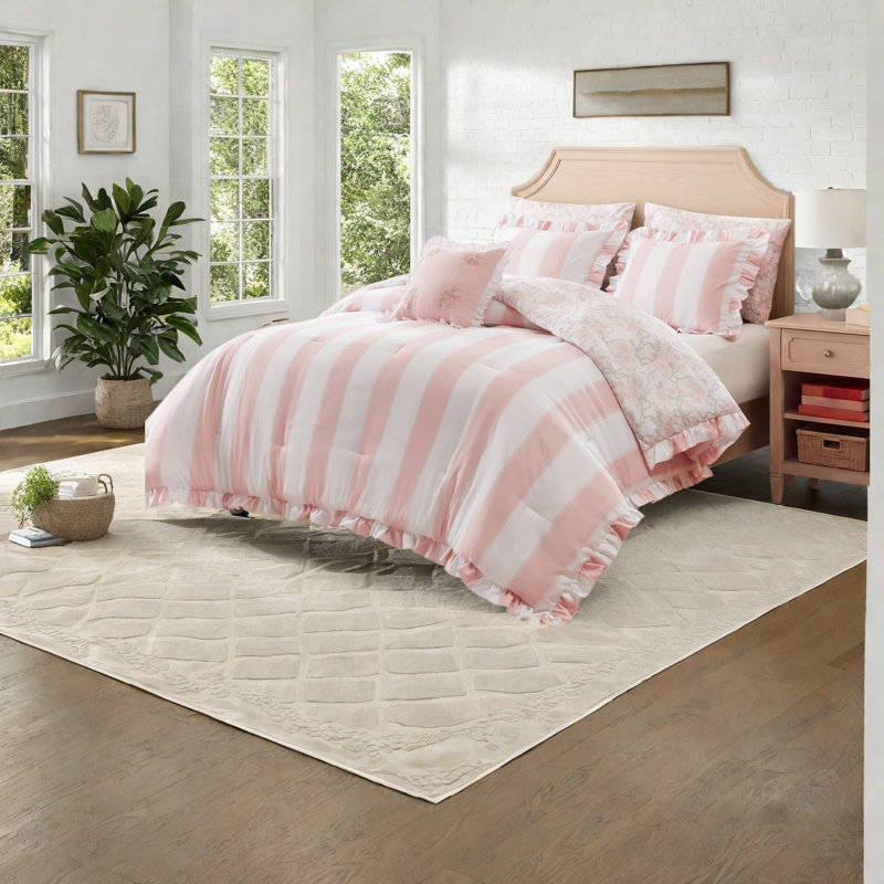 Striped and Toile Comforter Set