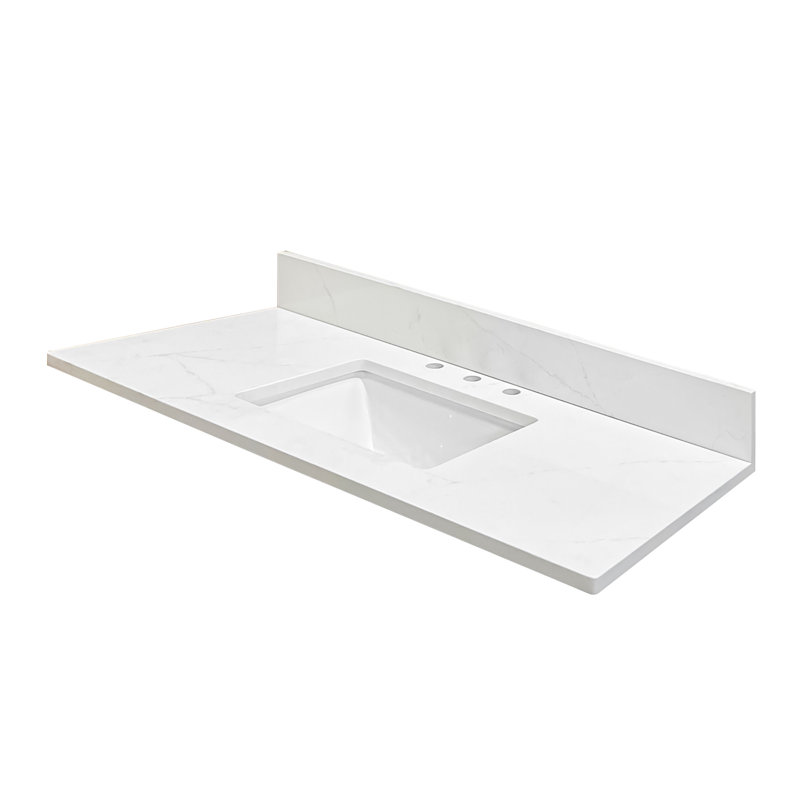 Comptoir de meuble-lavabo et lavabo en pierre de quartz moderne 48 po x 22 po