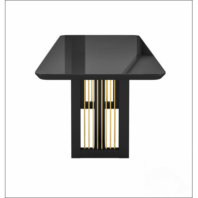Table de salle à manger moderne 6 places avec accents dorés
