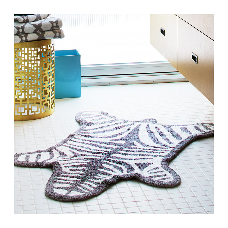 Zebra Cotton Bath Mat, Black