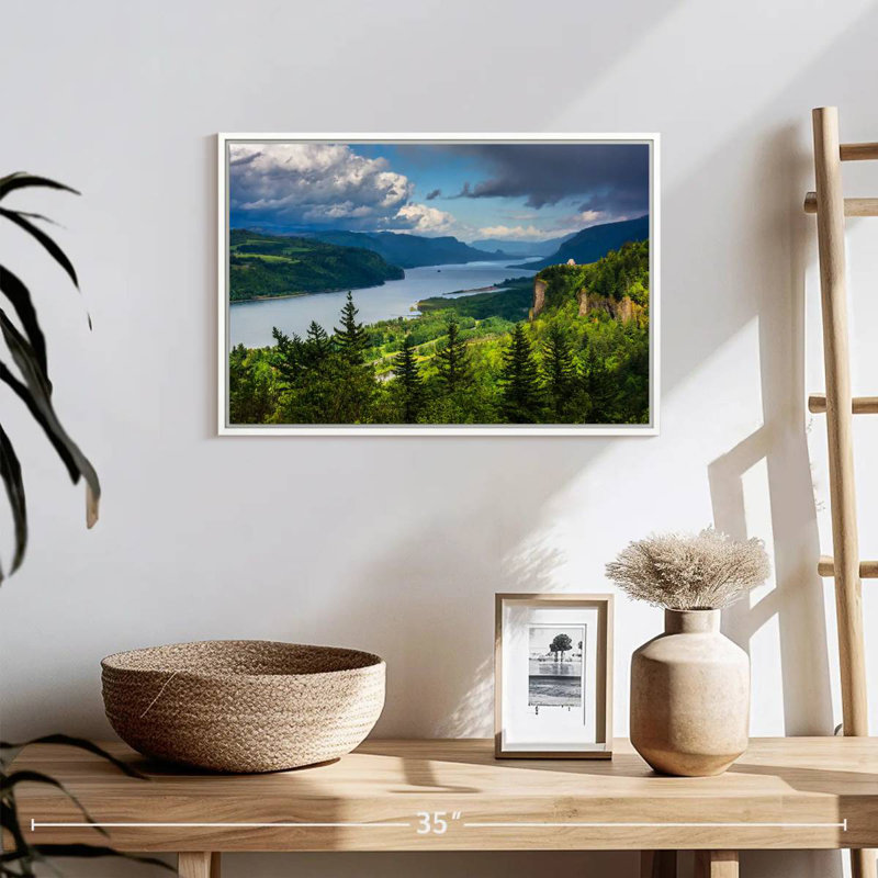 Columbia River Gorge View, Cadre flottant blanc, 19 po x 13 po